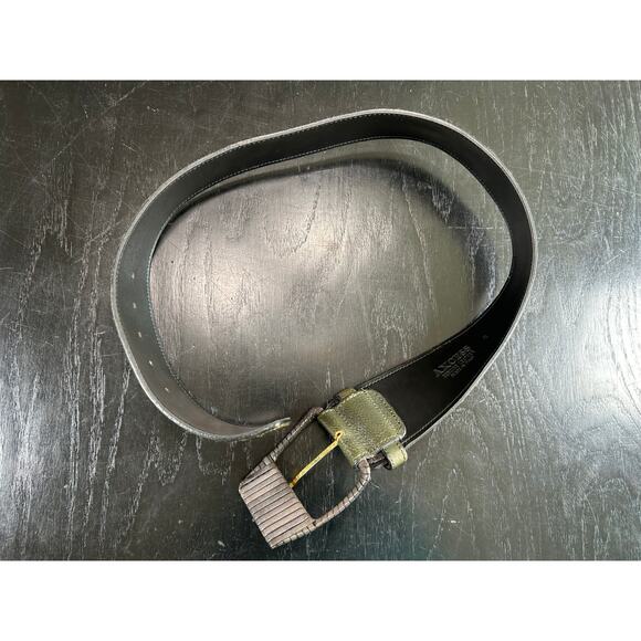 AXCESS- Genuine Leather- Gunmetal- belt- woven buckle- Size Medium some wear - Picture 6 of 6